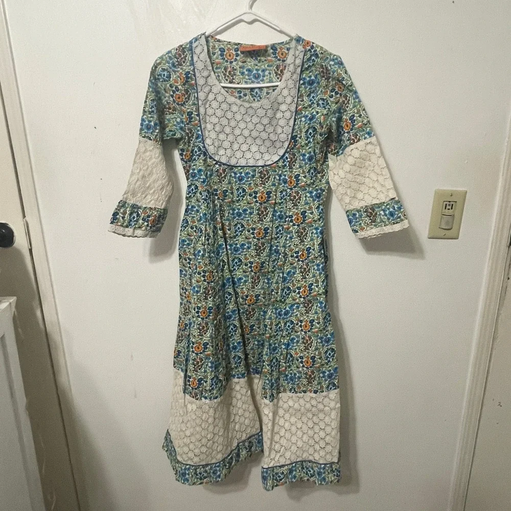 Tara Be In Abundance Floral Lace Dress Size M Boho Prairie 70's Retro Folklore - Picture 1 of 6